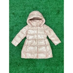 KIDS Polo Ralph Lauren Hooded Puffer Long Jacket Metallic Pink SZ 5